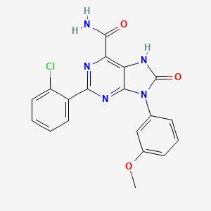 molecular formula C19H14ClN5O3 B2883457 2-(2-chlorophenyl)-9-(3-methoxyphenyl)-8-oxo-8,9-dihydro-7H-purine-6-carboxamide CAS No. 899970-67-3