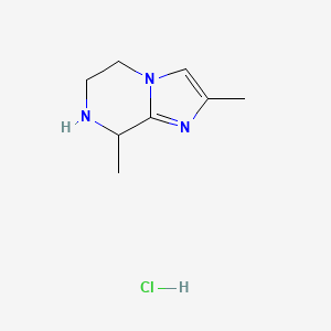 molecular formula C8H14ClN3 B2883462 2,8-二甲基-5,6,7,8-四氢咪唑并[1,2-a]哒嗪盐酸盐 CAS No. 1823253-44-6