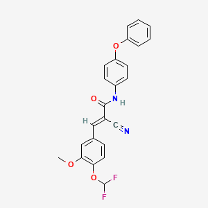 molecular formula C24H18F2N2O4 B2883472 (E)-2-cyano-3-[4-(difluoromethoxy)-3-methoxyphenyl]-N-(4-phenoxyphenyl)prop-2-enamide CAS No. 568573-07-9