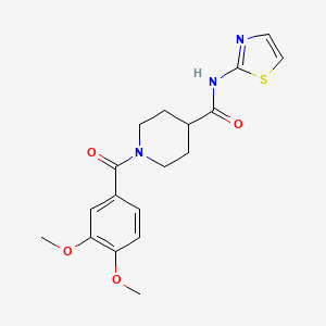 molecular formula C18H21N3O4S B2883475 1-(3,4-dimethoxybenzoyl)-N-(thiazol-2-yl)piperidine-4-carboxamide CAS No. 1207012-16-5