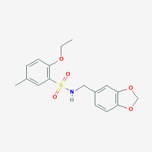 molecular formula C17H19NO5S B288348 N-(1,3-benzodioxol-5-ylmethyl)-2-ethoxy-5-methylbenzenesulfonamide 