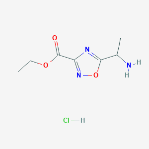molecular formula C7H12ClN3O3 B2883497 Ethyl 5-(1-aminoethyl)-1,2,4-oxadiazole-3-carboxylate;hydrochloride CAS No. 2445786-57-0