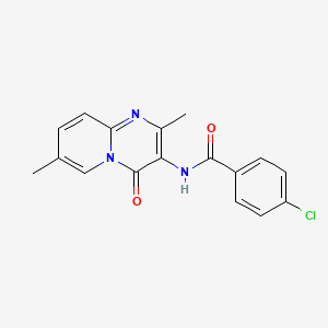 molecular formula C17H14ClN3O2 B2883514 4-chloro-N-(2,7-dimethyl-4-oxo-4H-pyrido[1,2-a]pyrimidin-3-yl)benzamide CAS No. 941923-53-1