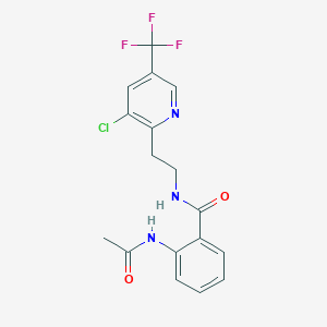 molecular formula C17H15ClF3N3O2 B2883515 N-{2-[3-chloro-5-(trifluoromethyl)pyridin-2-yl]ethyl}-2-acetamidobenzamide CAS No. 2062067-36-9