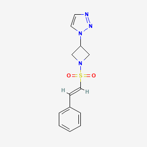 molecular formula C13H14N4O2S B2883525 (E)-1-(1-(苯乙烯基磺酰基)氮杂环丁-3-基)-1H-1,2,3-三唑 CAS No. 2035000-21-4