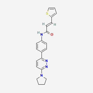 (E)-N-(4-(6-(pyrrolidin-1-yl)pyridazin-3-yl)phenyl)-3-(thiophen-2-yl)acrylamide