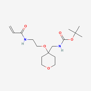 molecular formula C16H28N2O5 B2883534 tert-butyl N-({4-[2-(prop-2-enamido)ethoxy]oxan-4-yl}methyl)carbamate CAS No. 2094321-90-9