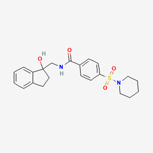 molecular formula C22H26N2O4S B2883539 N-((1-hydroxy-2,3-dihydro-1H-inden-1-yl)methyl)-4-(piperidin-1-ylsulfonyl)benzamide CAS No. 1396848-29-5