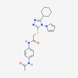 N-(4-acetamidophenyl)-2-((5-cyclohexyl-4-(1H-pyrrol-1-yl)-4H-1,2,4-triazol-3-yl)thio)acetamide