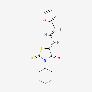(Z)-3-cyclohexyl-5-((E)-3-(furan-2-yl)allylidene)-2-thioxothiazolidin-4-one
