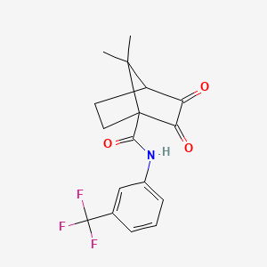 molecular formula C17H16F3NO3 B2883546 7,7-dimethyl-2,3-dioxo-N-[3-(trifluoromethyl)phenyl]bicyclo[2.2.1]heptane-1-carboxamide CAS No. 728028-71-5