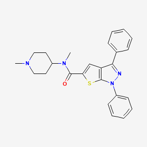 molecular formula C25H26N4OS B2883562 N-methyl-N-(1-methylpiperidin-4-yl)-1,3-diphenyl-1H-thieno[2,3-c]pyrazole-5-carboxamide CAS No. 912912-61-9