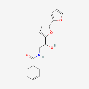molecular formula C17H19NO4 B2883564 N-[2-[5-(Furan-2-yl)furan-2-yl]-2-hydroxyethyl]cyclohex-3-ene-1-carboxamide CAS No. 2319852-27-0