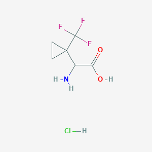 molecular formula C6H9ClF3NO2 B2883566 2-Amino-2-(1-(trifluoromethyl)cyclopropyl)acetic acid hcl CAS No. 2402830-54-8