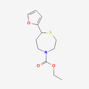 molecular formula C12H17NO3S B2883568 Ethyl 7-(furan-2-yl)-1,4-thiazepane-4-carboxylate CAS No. 1798672-55-5