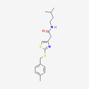 molecular formula C18H24N2OS2 B2883570 N-isopentyl-2-(2-((4-methylbenzyl)thio)thiazol-4-yl)acetamide CAS No. 941984-77-6