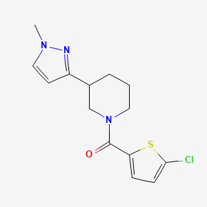 molecular formula C14H16ClN3OS B2883576 (5-chlorothiophen-2-yl)(3-(1-methyl-1H-pyrazol-3-yl)piperidin-1-yl)methanone CAS No. 2034304-43-1