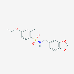 molecular formula C18H21NO5S B288359 N-(1,3-benzodioxol-5-ylmethyl)-4-ethoxy-2,3-dimethylbenzenesulfonamide 
