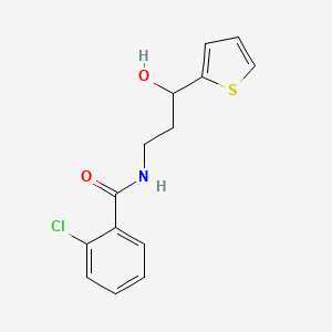 molecular formula C14H14ClNO2S B2883591 2-chloro-N-(3-hydroxy-3-(thiophen-2-yl)propyl)benzamide CAS No. 1421441-78-2