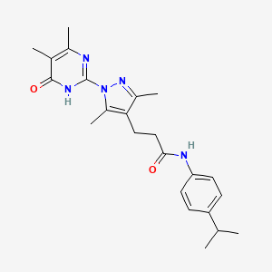 molecular formula C23H29N5O2 B2883592 3-(1-(4,5-dimethyl-6-oxo-1,6-dihydropyrimidin-2-yl)-3,5-dimethyl-1H-pyrazol-4-yl)-N-(4-isopropylphenyl)propanamide CAS No. 1172081-37-6