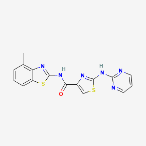 molecular formula C16H12N6OS2 B2883593 N-(4-methylbenzo[d]thiazol-2-yl)-2-(pyrimidin-2-ylamino)thiazole-4-carboxamide CAS No. 1251682-25-3