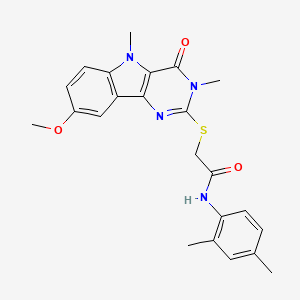 molecular formula C23H24N4O3S B2883595 2-{3-[(4-Benzylpiperazin-1-yl)carbonyl]piperidin-1-yl}-5-(4-fluorophenyl)pyrimidine CAS No. 1112436-03-9