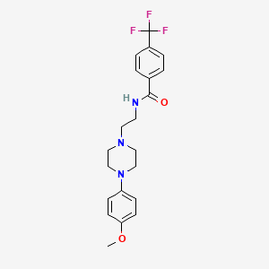 molecular formula C21H24F3N3O2 B2883606 N-(2-(4-(4-methoxyphenyl)piperazin-1-yl)ethyl)-4-(trifluoromethyl)benzamide CAS No. 1049446-10-7