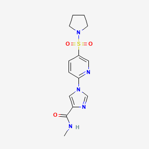 molecular formula C14H17N5O3S B2883607 N-methyl-1-(5-(pyrrolidin-1-ylsulfonyl)pyridin-2-yl)-1H-imidazole-4-carboxamide CAS No. 1251606-28-6