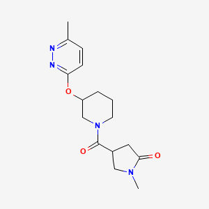 molecular formula C16H22N4O3 B2883611 1-Methyl-4-(3-((6-methylpyridazin-3-yl)oxy)piperidine-1-carbonyl)pyrrolidin-2-one CAS No. 2034481-45-1