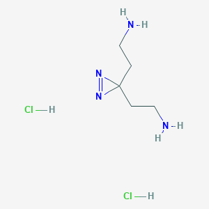 molecular formula C5H14Cl2N4 B2883615 2,2'-(3H-diazirine-3,3-diyl)bis(ethan-1-amine) dihydrochloride CAS No. 2098127-29-6