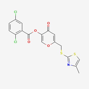 6-(((4-methylthiazol-2-yl)thio)methyl)-4-oxo-4H-pyran-3-yl 2,5-dichlorobenzoate