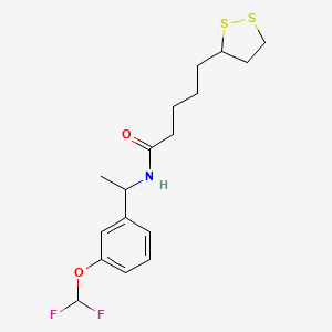 molecular formula C17H23F2NO2S2 B2883623 N-[1-[3-(Difluoromethoxy)phenyl]ethyl]-5-(dithiolan-3-yl)pentanamide CAS No. 1365623-17-1