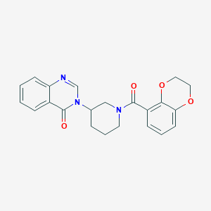 molecular formula C22H21N3O4 B2883628 3-(1-(2,3-dihydrobenzo[b][1,4]dioxine-5-carbonyl)piperidin-3-yl)quinazolin-4(3H)-one CAS No. 2034517-86-5