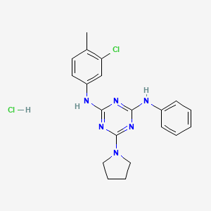 molecular formula C20H22Cl2N6 B2883634 N2-(3-chloro-4-methylphenyl)-N4-phenyl-6-(pyrrolidin-1-yl)-1,3,5-triazine-2,4-diamine hydrochloride CAS No. 1179460-52-6
