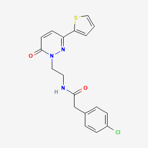 molecular formula C18H16ClN3O2S B2883638 2-(4-chlorophenyl)-N-(2-(6-oxo-3-(thiophen-2-yl)pyridazin-1(6H)-yl)ethyl)acetamide CAS No. 946239-31-2