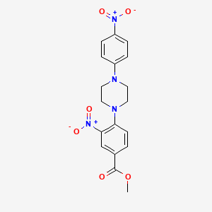 molecular formula C18H18N4O6 B2883642 Methyl 3-nitro-4-[4-(4-nitrophenyl)piperazino]benzenecarboxylate CAS No. 478246-31-0