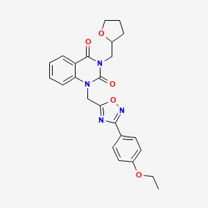 molecular formula C24H24N4O5 B2883646 1-((3-(4-ethoxyphenyl)-1,2,4-oxadiazol-5-yl)methyl)-3-((tetrahydrofuran-2-yl)methyl)quinazoline-2,4(1H,3H)-dione CAS No. 1105240-54-7