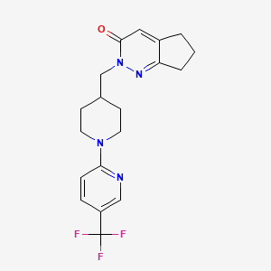 molecular formula C19H21F3N4O B2883648 2-({1-[5-(trifluoromethyl)pyridin-2-yl]piperidin-4-yl}methyl)-2H,3H,5H,6H,7H-cyclopenta[c]pyridazin-3-one CAS No. 2097895-75-3