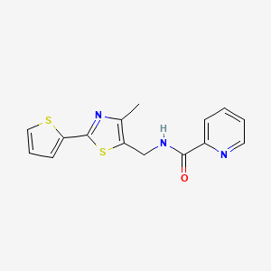molecular formula C15H13N3OS2 B2883663 N-((4-甲基-2-(噻吩-2-基)噻唑-5-基)甲基)吡啶甲酰胺 CAS No. 1421477-58-8