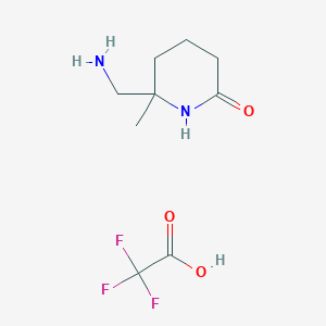 molecular formula C9H15F3N2O3 B2883667 6-(Aminomethyl)-6-methylpiperidin-2-one;2,2,2-trifluoroacetic acid CAS No. 2309456-16-2