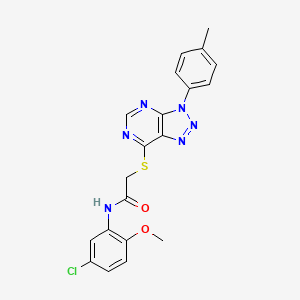 molecular formula C20H17ClN6O2S B2883669 N-(5-氯-2-甲氧基苯基)-2-((3-(对甲苯基)-3H-[1,2,3]三唑并[4,5-d]嘧啶-7-基)硫代)乙酰胺 CAS No. 863459-37-4