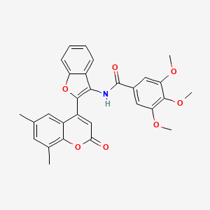 molecular formula C29H25NO7 B2883670 N-[2-(6,8-dimethyl-2-oxo-2H-chromen-4-yl)-1-benzofuran-3-yl]-3,4,5-trimethoxybenzamide CAS No. 919723-80-1