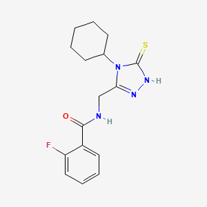 B2883672 N-((4-cyclohexyl-5-mercapto-4H-1,2,4-triazol-3-yl)methyl)-2-fluorobenzamide CAS No. 1105192-47-9