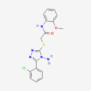 molecular formula C17H16ClN5O2S B2883673 2-((4-氨基-5-(2-氯苯基)-4H-1,2,4-三唑-3-基)硫代)-N-(2-甲氧苯基)乙酰胺 CAS No. 840515-05-1
