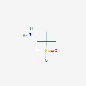 molecular formula C5H11NO2S B2883677 3-Amino-2,2-dimethyl-1lambda6-thietane-1,1-dione CAS No. 1804129-84-7