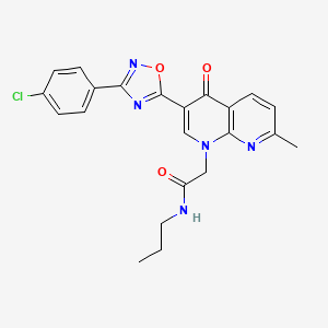 B2883683 2-[3-[3-(4-Chlorophenyl)-1,2,4-oxadiazol-5-yl]-7-methyl-4-oxo-1,8-naphthyridin-1-yl]-N-propylacetamide CAS No. 1030132-29-6