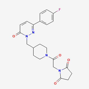 molecular formula C22H23FN4O4 B2883695 1-[2-(4-{[3-(4-Fluorophenyl)-6-oxo-1,6-dihydropyridazin-1-yl]methyl}piperidin-1-yl)-2-oxoethyl]pyrrolidine-2,5-dione CAS No. 2097900-01-9