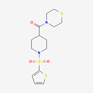 molecular formula C14H20N2O3S3 B2883697 Thiomorpholino(1-(thiophen-2-ylsulfonyl)piperidin-4-yl)methanone CAS No. 1794737-85-1