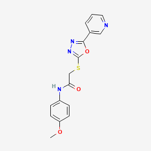 molecular formula C16H14N4O3S B2883698 N-(4-methoxyphenyl)-2-[(5-pyridin-3-yl-1,3,4-oxadiazol-2-yl)sulfanyl]acetamide CAS No. 697294-72-7