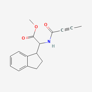 molecular formula C16H17NO3 B2883701 Methyl 2-(but-2-ynoylamino)-2-(2,3-dihydro-1H-inden-1-yl)acetate CAS No. 2411199-36-3